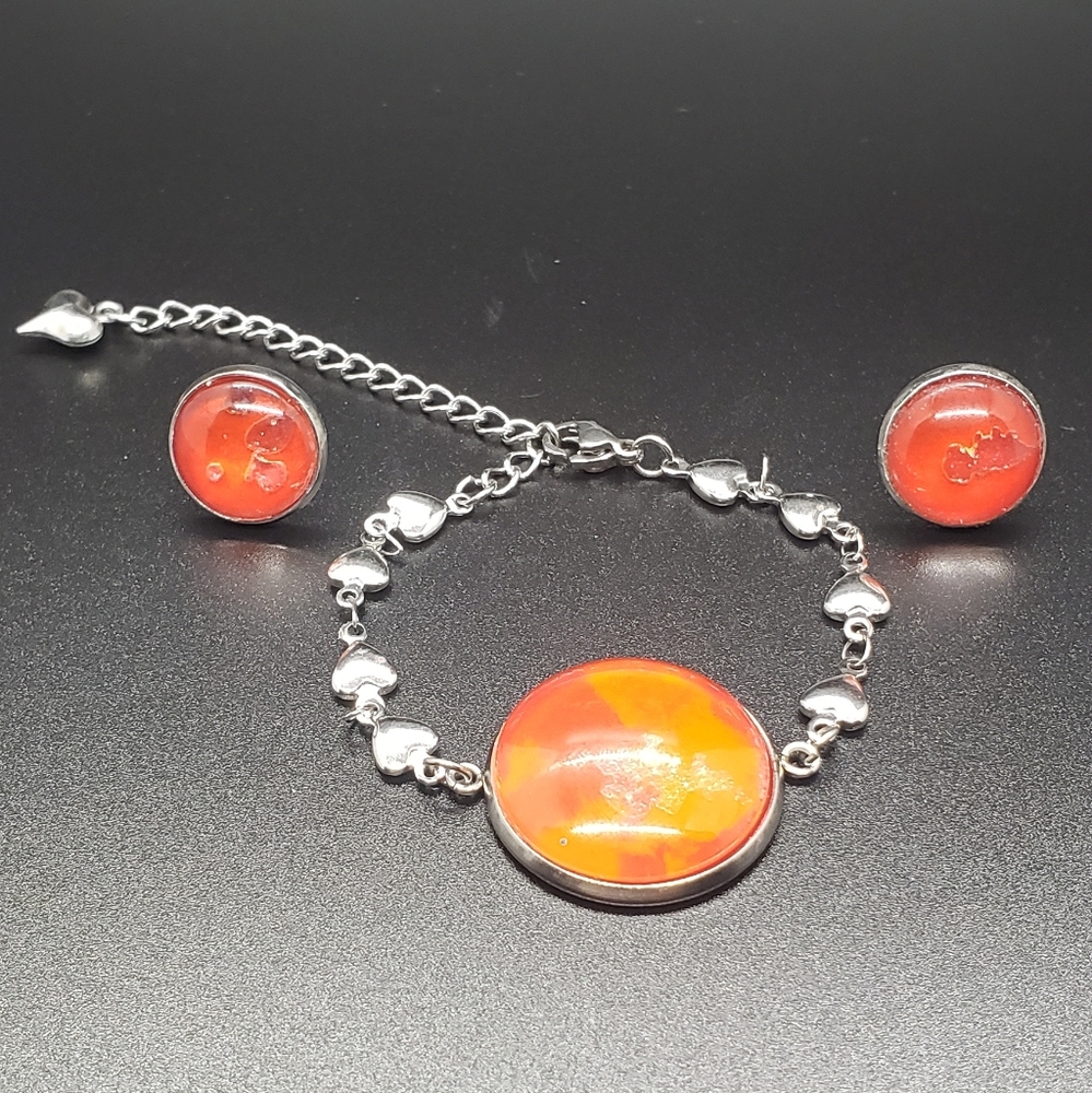 Heart Benzel Red Bracelet & Earrings